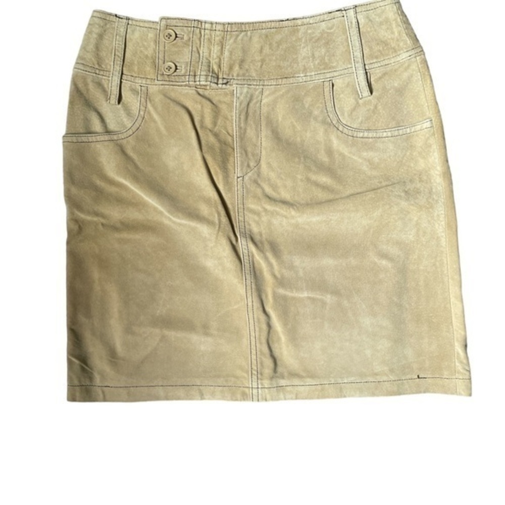 Clothes by Revue Tan Leather Mini Skirt Pockets‎ 2 Festival Western Vintage
